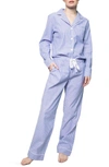 Petite Plume French Blue Seersucker Pajama Set In Blue