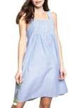 Petite Plume Charlotte Seersucker Nightgown In Blue