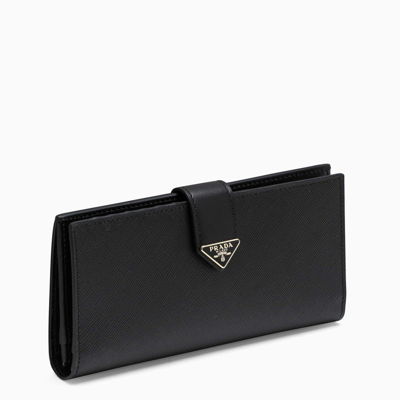 Prada Black Leather Continental Wallet
