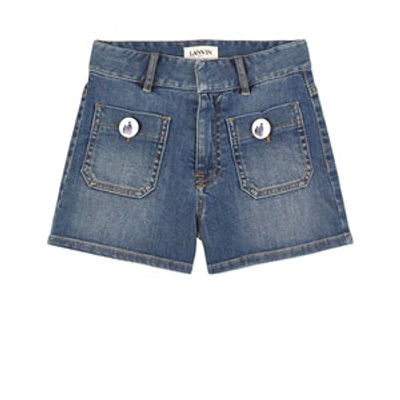 Lanvin Kids' Stretch Cotton Denim Shorts In Blue