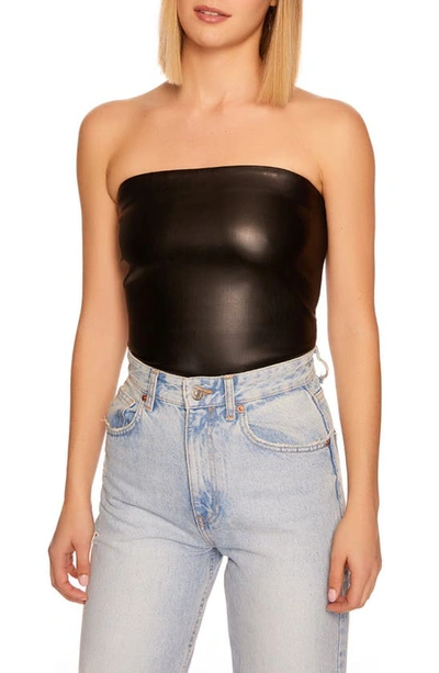 Susana Monaco Faux Leather Tube Top In Black