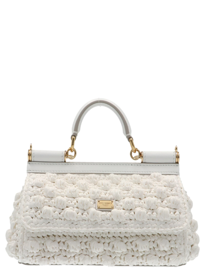 Dolce & Gabbana White Crochet Sicily Mini Bag