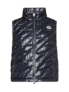 Moncler Ghany Shiny Quilted Puffer Vest In Blue