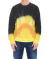 Msgm Tie-dye Print Cotton Sweater In Yellow