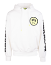 BARROW UNISEX WHITE HOODIE WITH SCREEN PRINTING ON FRONT AND SLEEVES