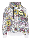 BARROW UNISEX WHITE HOODIE WITH ALL-OVER PRINT