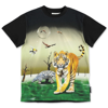 Molo Tiger Print Organic Cotton T-shirt In Nero