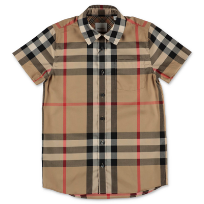 Burberry Kids' Vintage Check Cotton Shirt In Archive Beige