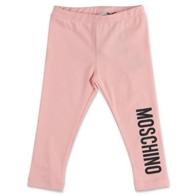 Moschino Babies' Leggings Rosa In Cotone Stretch In Sugar Rose