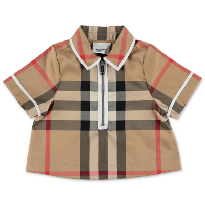 Burberry Babies'  Camicia Check In Popeline Di Cotone