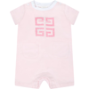 GIVENCHY PINK ROMPER FOR BABY GIRL WITH FUCHSIA AND WHITE LOGO