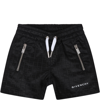 GIVENCHY BLACK SHORTS FOR BABY BOY WITH WHITE LOGO