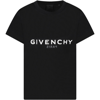 GIVENCHY BLACK T-SHIRT FOR KIDS WITH WHITE AND GRAY LOGO