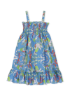 Versace Paisley-print Flared Dress In Sky+multicolor