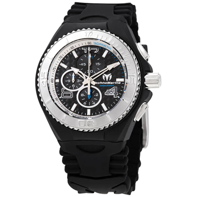 Technomarine Cruise Jellyfish Black And Silver Dial Black Silicone Mens Watch 115110 In Black,silver Tone