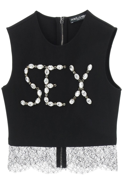 Dolce & Gabbana Sex Crystal-embellished Tank Top In Black