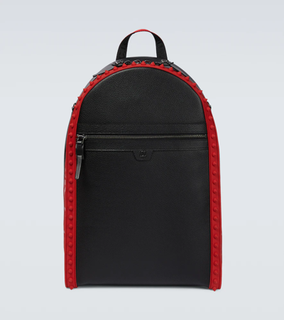 Christian Louboutin Backparis Leather Backpack In Black/loubi/black