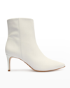 Schutz Mikki Mid Leather Pointed-toe Booties In 0x89 White