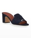 Loro Piana Suede Charm Slide Mules In D02i Egypt Rock