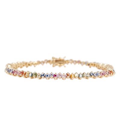 Suzanne Kalan 18kt Gold Tennis Bracelet With Sapphires In Rainbow