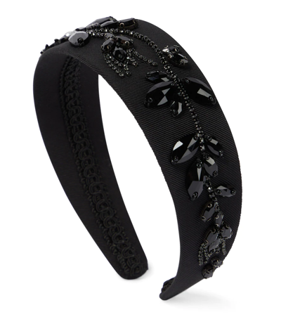 Erdem Embellished Headband In Black / Jet
