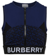 Burberry Paneled Printed Stretch-jersey Sports Bra In Deep Royal Blue Pat