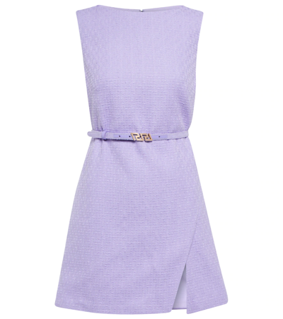 Versace La Greca-plaque Bouclé Mini Dress In Violett