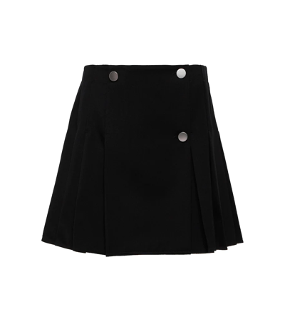 Bottega Veneta Pleated Wool-gabardine Mini Wrap Skirt In Black