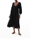 Michael Stars Isabella Empire-waist Midi Dress With Ties In Black