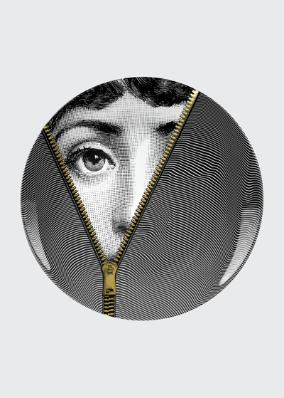 Fornasetti Tema E Variazioni No. 401 Wall Plate In Gold/black/white