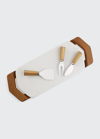 Nambe Chevron Cheese Tray With Knives