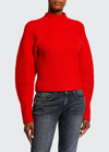 Rag & Bone Oakes Mock-neck Ribbed Wool Sweater In Battlered