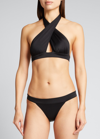 Norma Kamali Crisscross Halter Bikini Top In Black