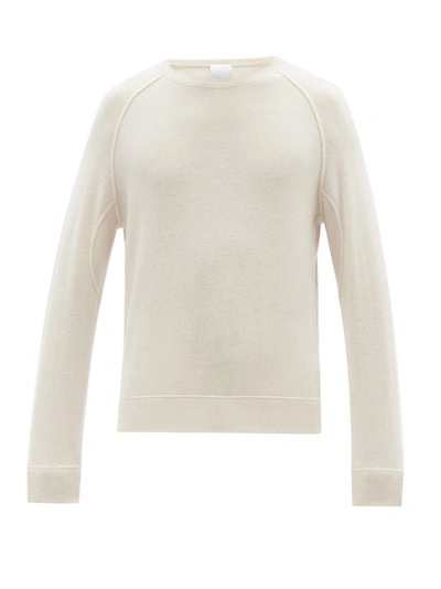 Allude Crew-neck Wool-cashmere Blend Sweater In Beige