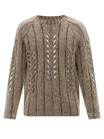 Auralee Mix Boucle Mesh Knit Sweater Brown In Multicolor