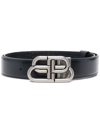 Balenciaga Bb-logo Crocodile-effect Leather Belt In Black