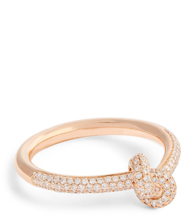 Engelbert Rose Gold And Diamond Absolutely Slim Knot Ring
