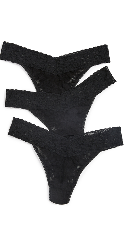 Hanky Panky Signature Lace Original-rise Rolled Thong In Black