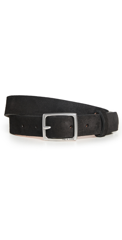 Rag & Bone Baby Boyfriend Belt In Blksuede