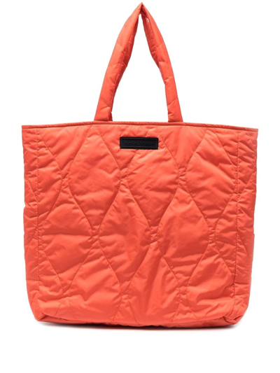 Mackintosh Lexis Quilted Tote Bag In Orange