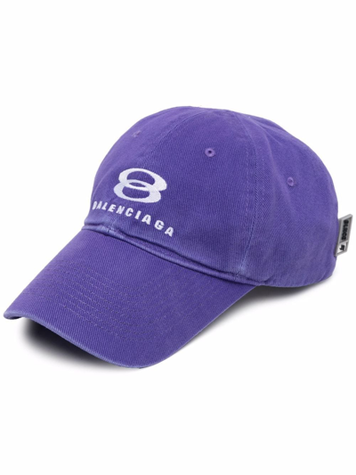 Balenciaga Logo-embroidered Snowboarding Cap In Purple