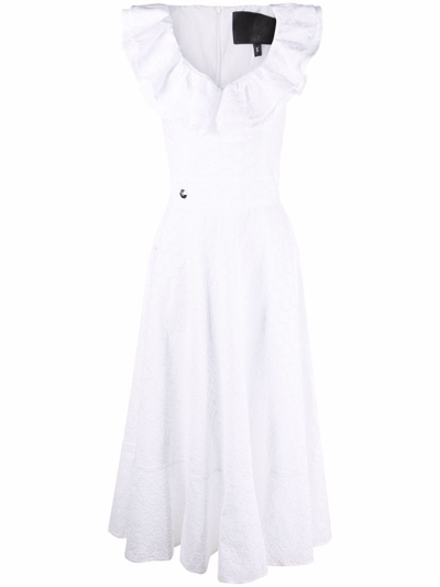 Philipp Plein Lace-design Midi Dress In Weiss