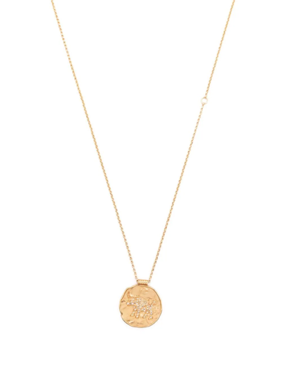 Maje Embellished Taurus Pendant Necklace In Gold