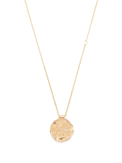 Maje Embellished Leo Pendat Necklace In Gold