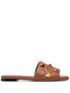 Valentino Garavani - Roman Stud Leather Slides In Brown