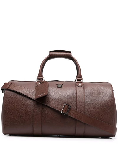 Aspinal Of London Boston Pebbled Large Holdall Bag In Tobacco