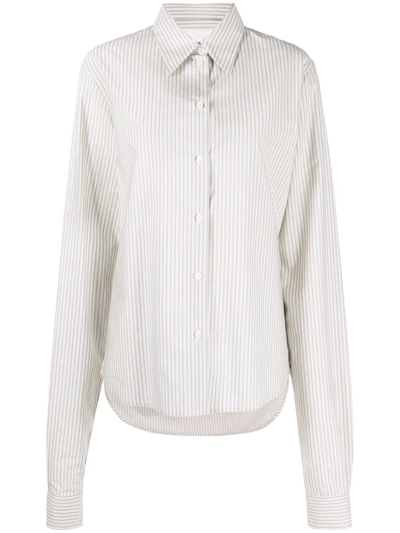 Mm6 Maison Margiela Extra-long Sleeve Striped Shirt In Blue,white