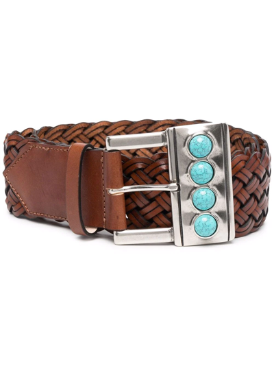 Etro Gemstone Interwoven Belt In Brown