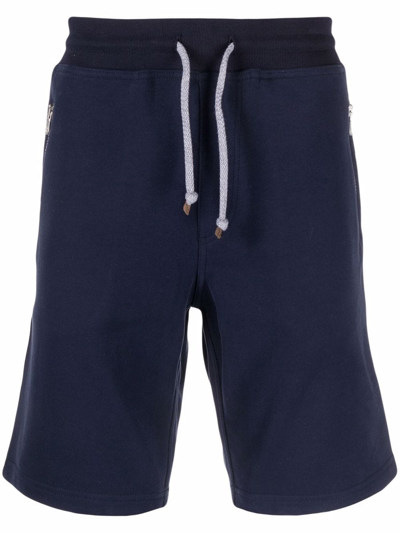 Brunello Cucinelli Drawstring Cotton Shorts In Blue