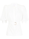 ACLER BELTED PUFF-SLEEVE BLOUSE